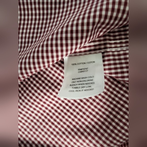 Red Head Bad Bear Gingham Check Button Up Short Sleeve Shirt Casual Maroon XL - Picture 3 of 6